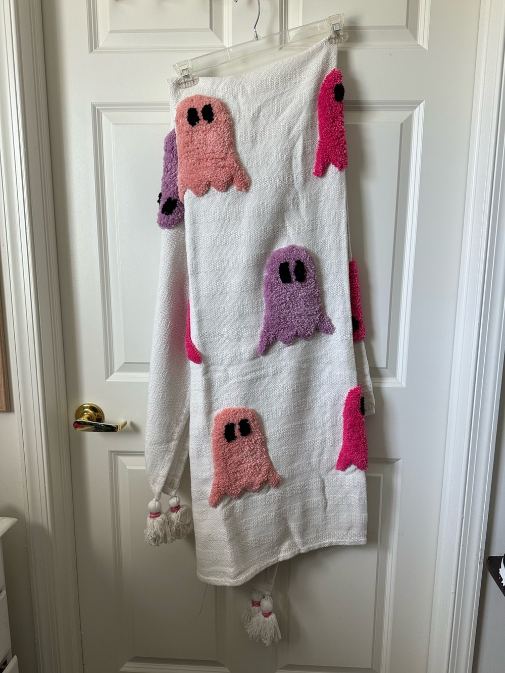 Rachel Zoe Boo Ghost Throw Blanket Pastel Tassels Halloween